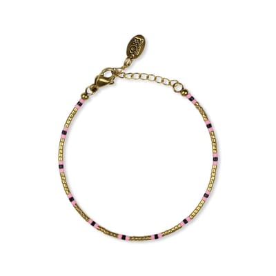 CO88 Collcetion 8CB-91166 Kralenarmband met Miyuki Kralen - 16+3cm - Roze - Goudkleurig