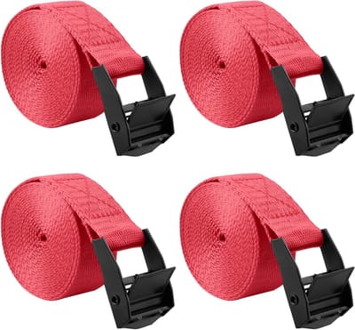 Rode Ratchet Straps voor Veilig Transport en Bevestigen van Lasten - 2 Meter Lange Spanbanden