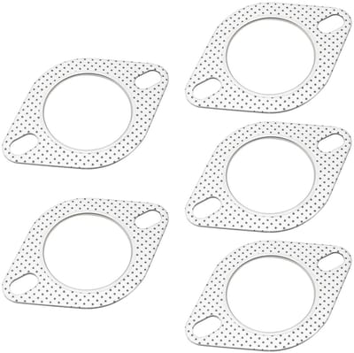 5-delige Set Uitlaat Flensafdichtingen voor Uitlaatpijp, Metaal Afdichting voor Uitlaatmanifold en Collectoren, 76mm met 2 Bouten