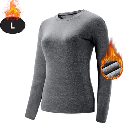 Bovista Thermokleding Dames - Thermoshirt - Polyester - Winter - Lange Mouwen - Grijs - L