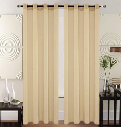 Kant en Klaar Vitrage Gordijn - Met Ringen - 140x240 cm - Donker Beige
