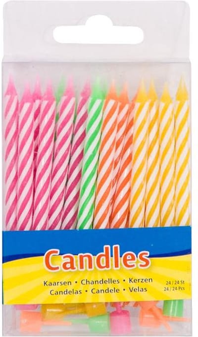 Folat - Kaarsjes Frisse Kleuren 24stk+12houders