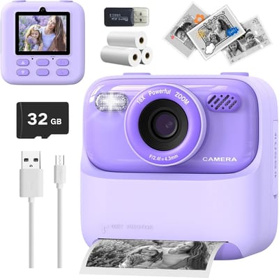 KZQ Kindercamera Met Directe Fotoprint En 1080P Hd Video - Verjaardagscadeau Voor Jongens En Meisjes Van 3 Tot 12 Jaar - Digitaal Fototoestel Als Speelgoed - Paars