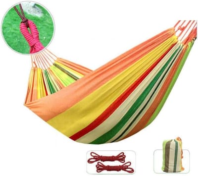 Katoenen Tuin Hangmat - Buiten Swing Bed - Ontspannen in Natuur - Huidvriendelijk Materiaal - 200 x 100 cm - Geel