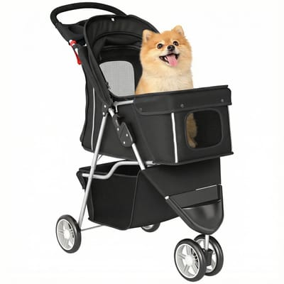 Golaro Compacte Hondenbuggy - Opvouwbaar - Opvouwbare Buggy voor Honden tot 10 KG - Hondenkar - Luxe Dieren Buggy - Zwart