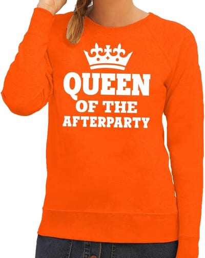 Oranje Queen of the afterparty sweater dames - Oranje Koningsdag kleding XS