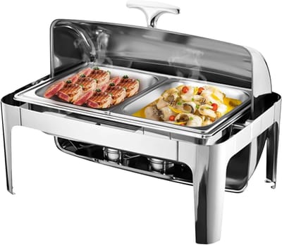 Chafing Dish Buffetset, roestvrij staal, 9 liter, warmhoudcontainer, voedselwarmhoudcontainer, rechaud voor catering, buffet en feestjes