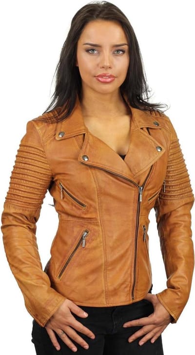 Versano Utah Leren Dames Bikerjack Dames Jas XXL - Cognac