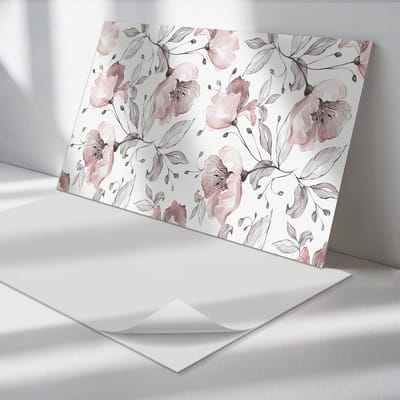 Wallfluent Vinyl Wandpaneel - Bloemen aquarelpatroon Zelfklevende Wandbekleding - 100 cm x 50 cm - Roze Vinyl Wandpaneel - 1 stuk - Rechthoekig Wandbekleding Vinyl - Bloemen en planten Wandpaneel - Wandpaneel PVC - Wandpaneel Keuken en Badkamer