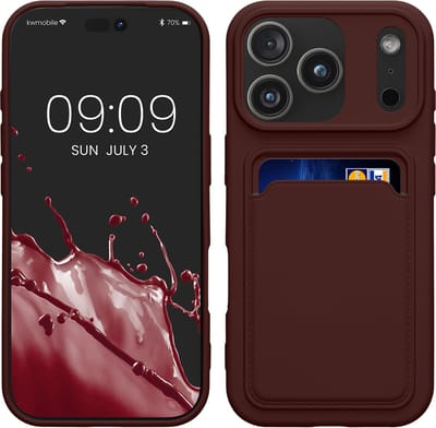 kwmobile telefoonhoesje geschikt voor iPhone 17 Pro - Hoesje met pasjeshouder - TPU case in wijnrood