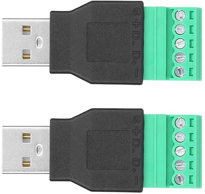 USB-stekkeradapter 2 stuks - 5-polige schroefklemadapter voor eenvoudige verbinding