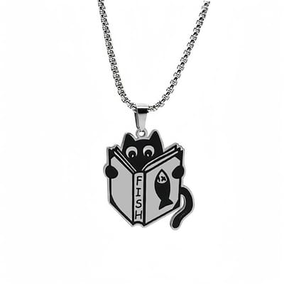Dailygoods- Ketting Unisex Vintage - Zwarte Emaille Hanger - Grappige Cartoon Dier - Sieraden voor Vrouwen - Hypoallergeen Materiaal - Perfect als Cadeau - Halsketting