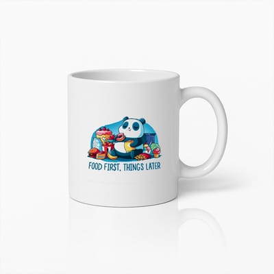 Grappige Panda Eet Mok – Schattige Keramische Koffiebeker met Humoristische Food Quote