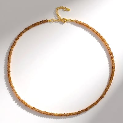 Cavill - Verstelbare Elegante Halsketting - 925 Sterling Zilver Verguld - Champagne Zirkonia - Fancy Gefacetteerde Kralen - 45-50cm