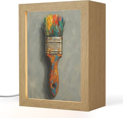 Tafellamp 15x20 cm - LED lamp - Verf - Kwast - Schilderij - Decoratieve tafellampen - Dimbaar - Tafellampje slaapkamer - Woonkamer binnen