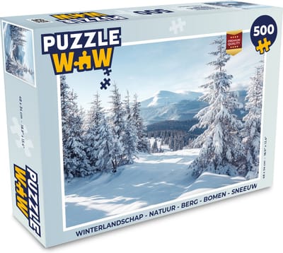 Puzzel Winterlandschap - Natuur - Berg - Bomen - Sneeuw - Legpuzzel - Puzzel 500 stukjes