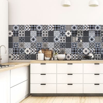 Zelfklevende tegelmuurstickers voor keuken en badkamer - 60 Azulejos Martins tegelstickers - 60 stickers 20x20cm