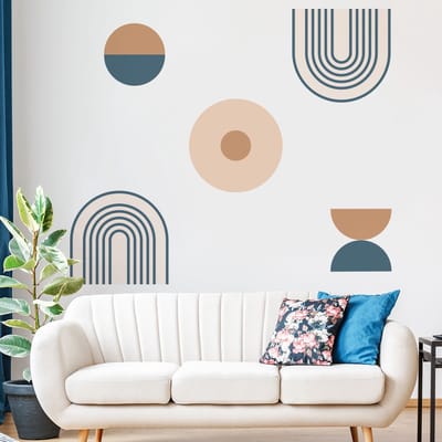 Vooraf gelijmd vliesbehang met gigantische muurschilderingen - LOLILA BOGEN EN CIRKELS MUURSCHILDERING - 95x60cm