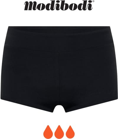 Modibodi Menstruatie Zwemkleding Super Absorberend Bikinibroekje Dames Hoge Taille Bikinishort Super Zwart 36