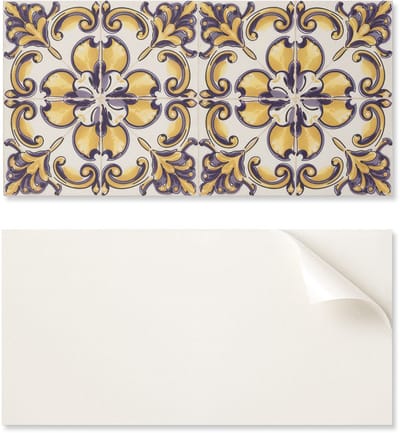 Decoratief vinyl wandpaneel met print, 100x50 cm, patroon met bloemmotieven.