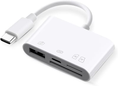 SAVI® Sd Kaart Lezer - SD-kaart - SD-kaartlezer USB-C - Wit - ‎18cm x 8cm x 2cm