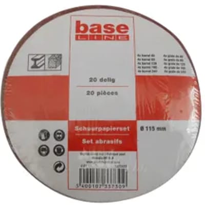 Baseline Geperforeerde Schuurdiscs - 115mm - Korrel 40/80/120/180/240 - 20 Stuks