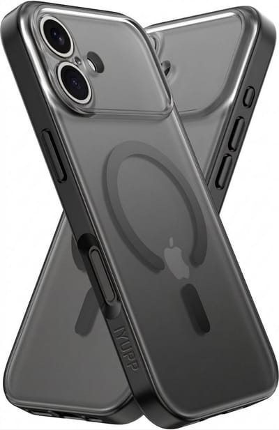 IYUPP Hoesje Geschikt voor iPhone 17 Hoesje - Geschikt voor MagSafe - Shockproof Back Cover - Mat Zwart Transparant