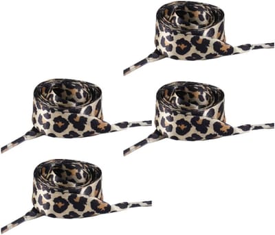 Luipaardprint vervangende schoenveters van satijn, 4 paar platte veters van 2 cm voor dames en heren, trendy dierenprint accessoires