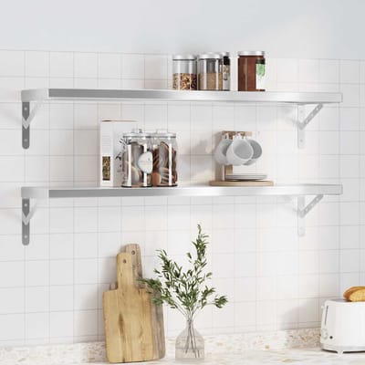 vidaXL - Wandschappen - 2 - st - 100x23,5 - cm - roestvrijstaal - zilverkleurig