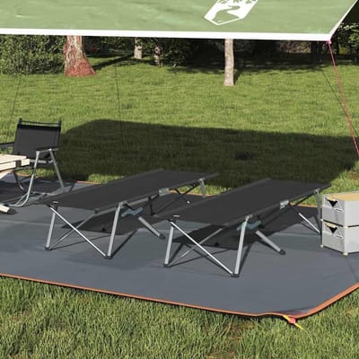 Vouwbed Camping - Opklapbed Buiten - Ontspannen in Tuin - Waterafstotend Oxford - 2 Stuks - Zwart