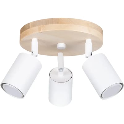 Sollux Lighting Plafondlamp Verdo - 17x33x33cm - GU10 - wit hout - staal/hout