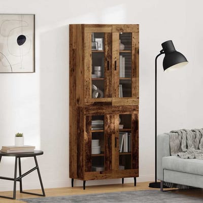 vidaXL - Highboard - 2 - st - Oudhout - 69,5 - x - 34 - x - 180 - cm - Bewerkt - hout