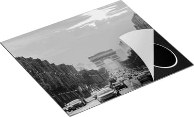 Chefcare Inductie Beschermer Arc de Triomphe bij de Autoweg - Zwart Wit - 60x50 cm - Afdekplaat Inductie - Kookplaat Beschermer - Inductie Mat