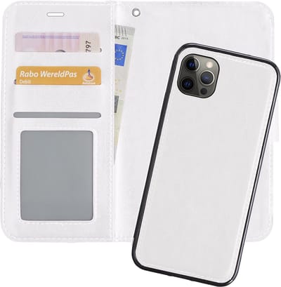 Hoes - 2 in 1 - Geschikt voor Apple iPhone 13 Pro - Met Uitneembare Hard Cover - Bookcase - Wallet Case - Met Pasjeshouder - Book Case - Uitneembaar - Pashouder - Kunstleer - Wit