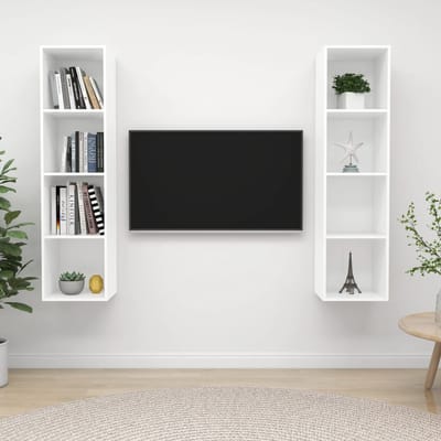 vidaXL - Tv-wandmeubelen - 2 - st - bewerkt - hout - wit