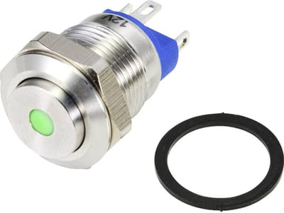 TRU COMPONENTS TC-9219000 Druktoets 48 V/AC 2 A 1x uit/(aan) Moment Groen IP67 1 stuk(s)