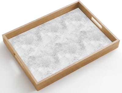 Dienblad hout 50x35 cm - Schootdienblad - Lichtgrijs - Ruw - Subtiel - Borrelplank rechthoek - Plateau dienbladen