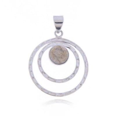SilverGems zilveren hanger met ronde cabouchon geslepen Labradoriet edelsteen