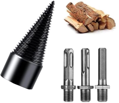 Famanu – 4 Stuks Houtsplitter Boor, Houtsplijter Schroefkegel voor Familie, Kegelsplijter, 42 mm Splijtboor met 3 boorgrepen voor Boren Houtbewerking Tool voor Familie, Outdoor, Camping, Boerderij