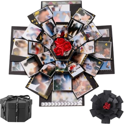Dailygoods - Explosionsbox knutselset, verrassingsdoos, explosiedoos voor verjaardag, verrassingsbox, cadeaudoos DIY fotoalbum explosiedoos voor bruiloft verjaardag Valentijnsdag jubileum kerstmis