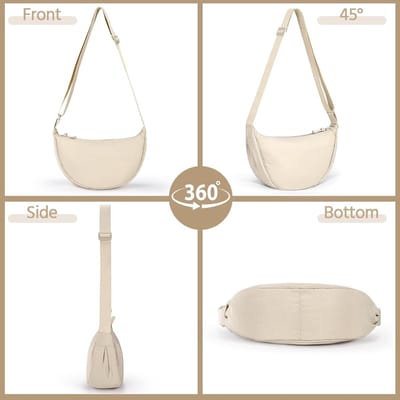 Girl Dames halve maan crossbody schoudertas, casual Moon Bag effen draagbare handtas nylon halve maan crossbody tas schoudertas met verstelbare schouderriem