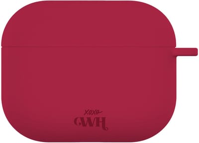 xoxo Wildhearts siliconen hoesje geschikt voor AirPods 3 - Silicone Case (Burgundy) - Beschermhoes met clip - Optimale bescherming - Bordeaux Rood