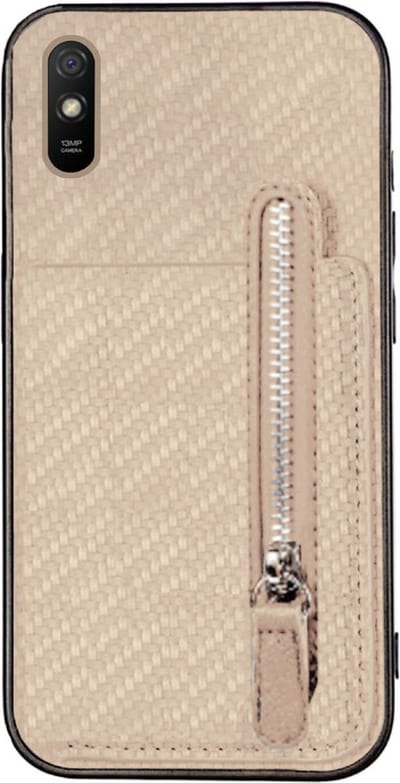 ADEL Kunstleren Back Cover Pasjeshouder Portemonnee Hoesje Geschikt voor Xiaomi Redmi 9A - Kaki Geelbruin