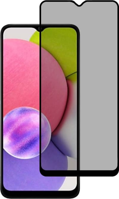 Smartphonica Privacy full cover voor Samsung Galaxy A03s tempered glass screenprotector van gehard glas met afgeronde hoeken geschikt voor Samsung Galaxy A03S