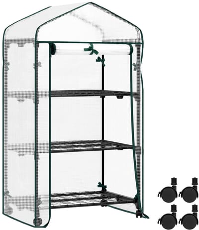 Geargalaxy Mobiele Kweekkas - Bloemenhuis - Plantenkas - Tuinkas - Hobbykas - Plantenhuis - Bloemenkas met Wielen - 70x50x131cm