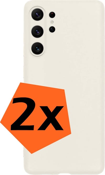 Hoes - 2 Stuks - Geschikt voor Samsung Galaxy S23 Ultra - Sterk & Shockproof - Case Siliconen - Back Cover - Telefoon Hoes - Wit