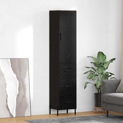 vidaXL - Highboard - Zwart - Eiken - 34,5 - x - 34 - x - 180 - cm - Bewerkt - hout