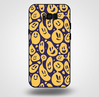 Smartphonica Telefoonhoesje voor Samsung Galaxy S8 Plus met smiley opdruk - TPU backcover case emoji design - Paars Geel geschikt voor Samsung Galaxy S8 Plus