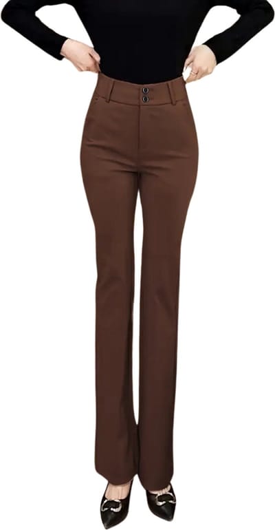 Livano Pantalon Dames - Chino - Golfbroek - Nette Broek - Met Elastische Tailleband - Volwassenen - Koffie - S