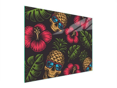 TMK ArtDeko - Snijplank van gehard glas - 52x40 cm - Antislip - Ananasprint